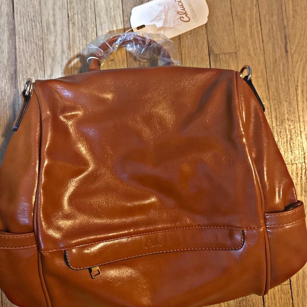 Cluci Brown Leather Backpack Purse